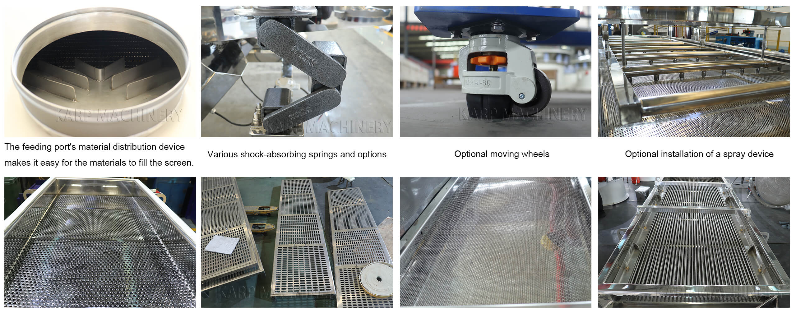 Details of the vibrating screen