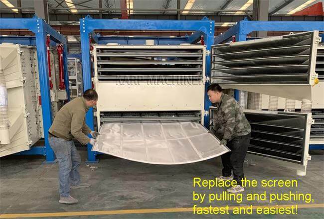 Replace the screen by pulling and pushing